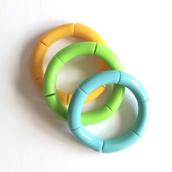 Tube Bamboo Bangle Bracelet - Light Blue - Picture 3 of 7